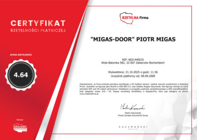 Certyfikat rzetelności